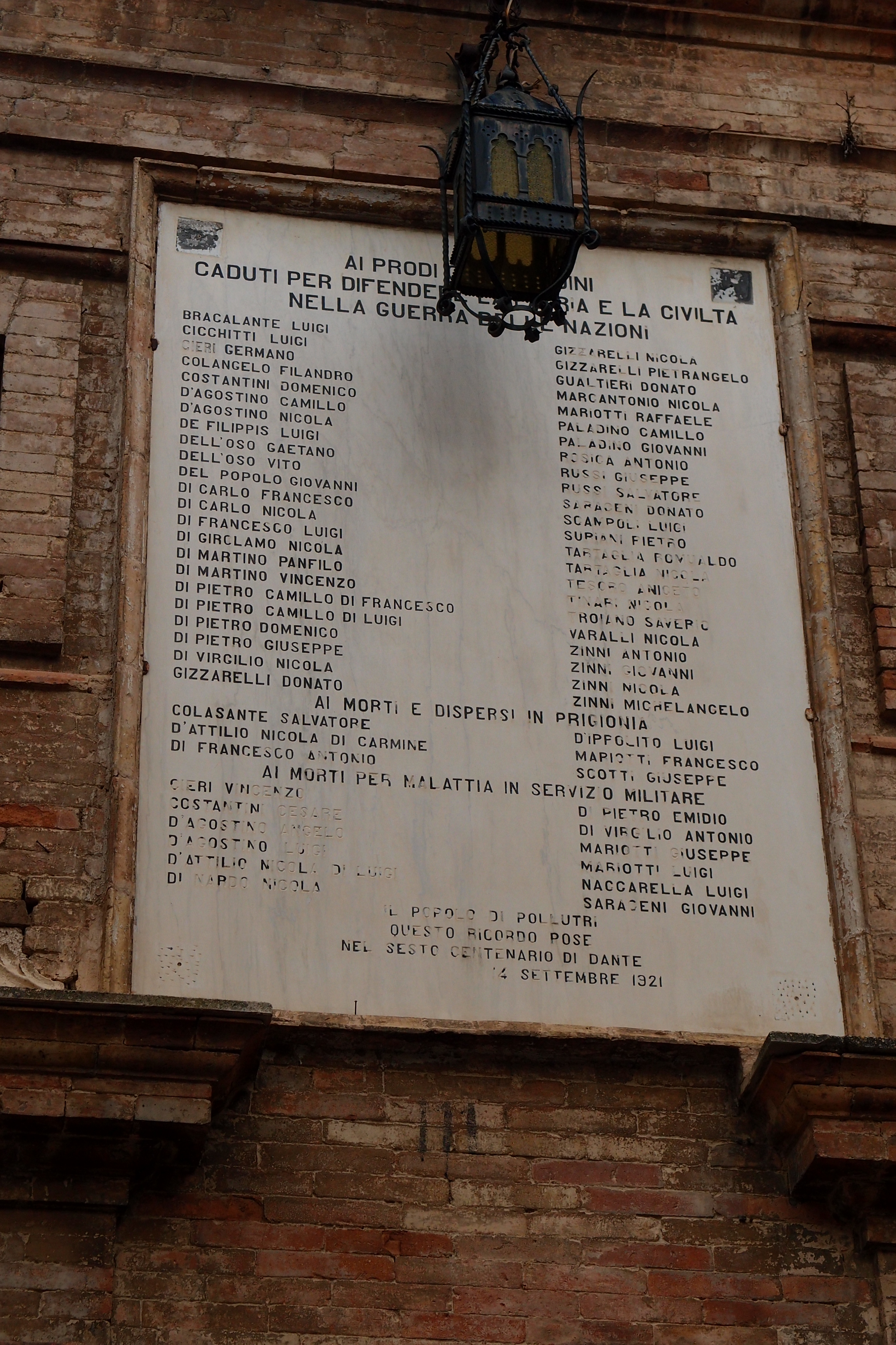 lapide commemorativa ai caduti - ambito abruzzese (sec. XX)