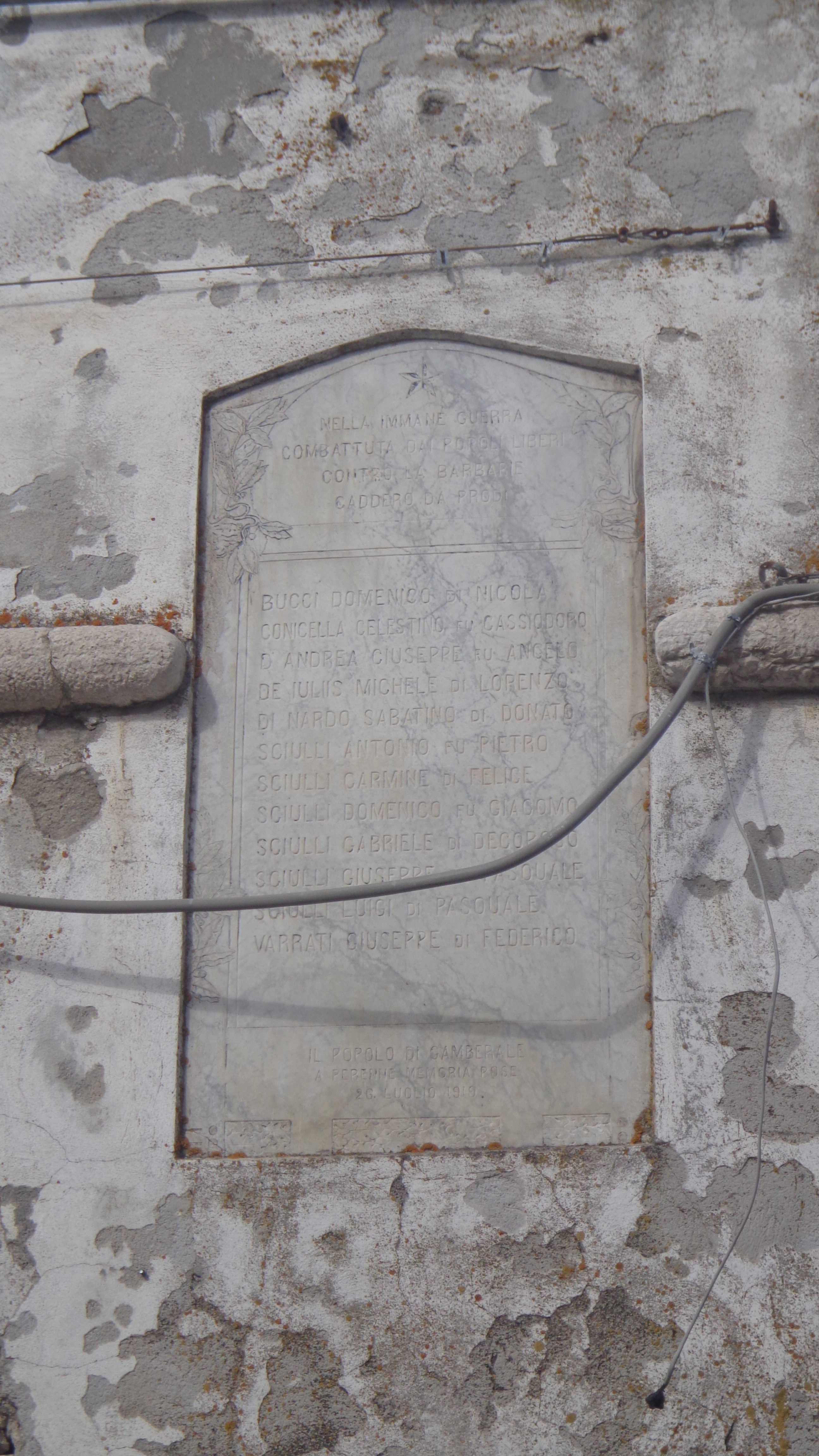 lapide commemorativa ai caduti - ambito abruzzese (sec. XX)