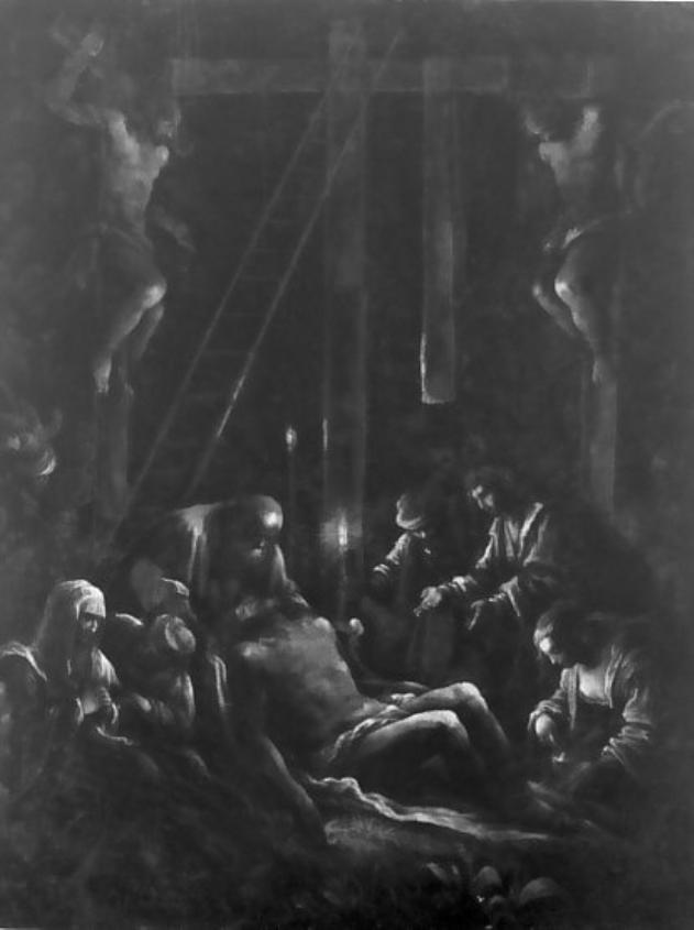 La deposizione di Cristo (dipinto, opera isolata) di Van Honthorst Gerard detto Gherardo delle Notti (attribuito) (sec. XVII)