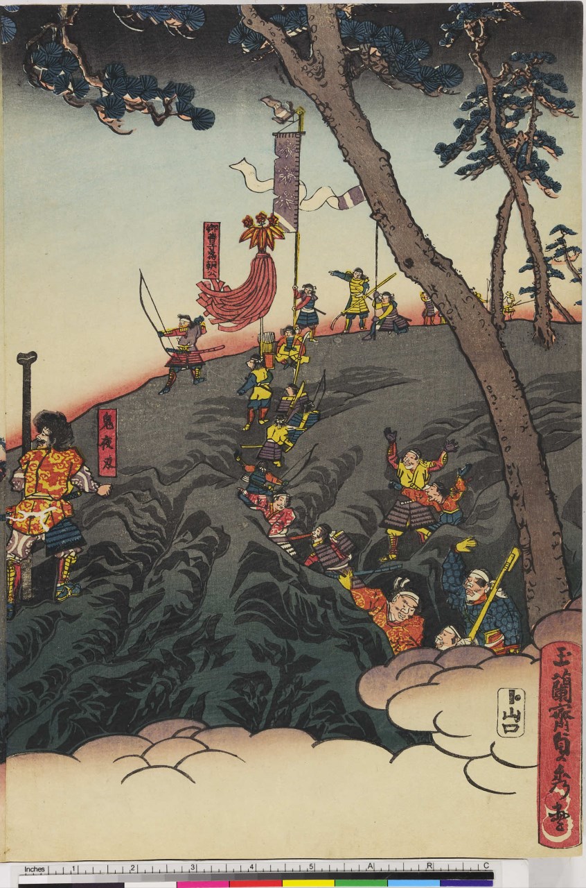 scene di battaglia (stampa composita, stampa composita) di Utagawa Sadahide - ambito giapponese (sec. XIX)