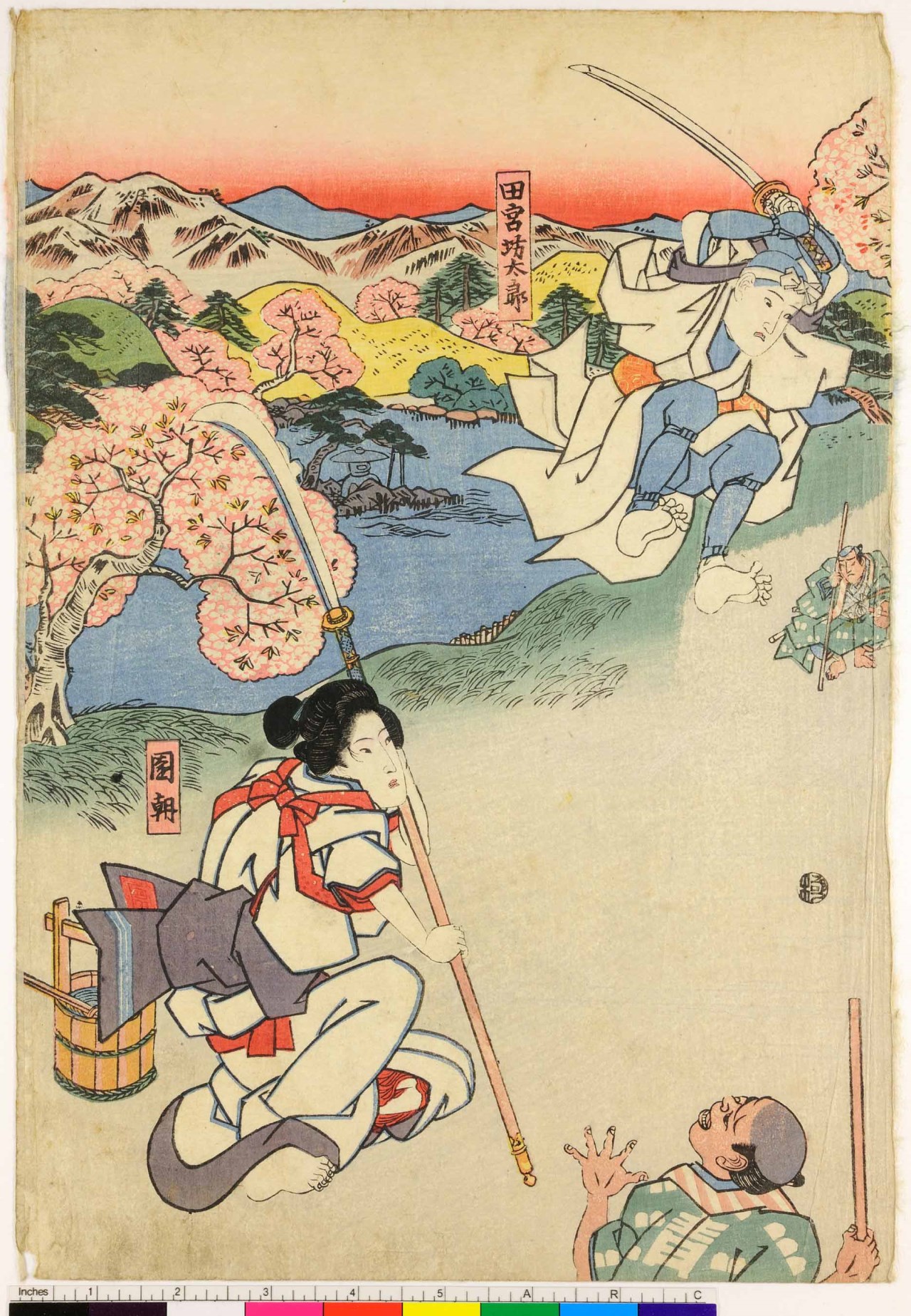 guerrieri (stampa, stampa composita) di Utagawa Sadafusa - ambito giapponese (sec. XIX)