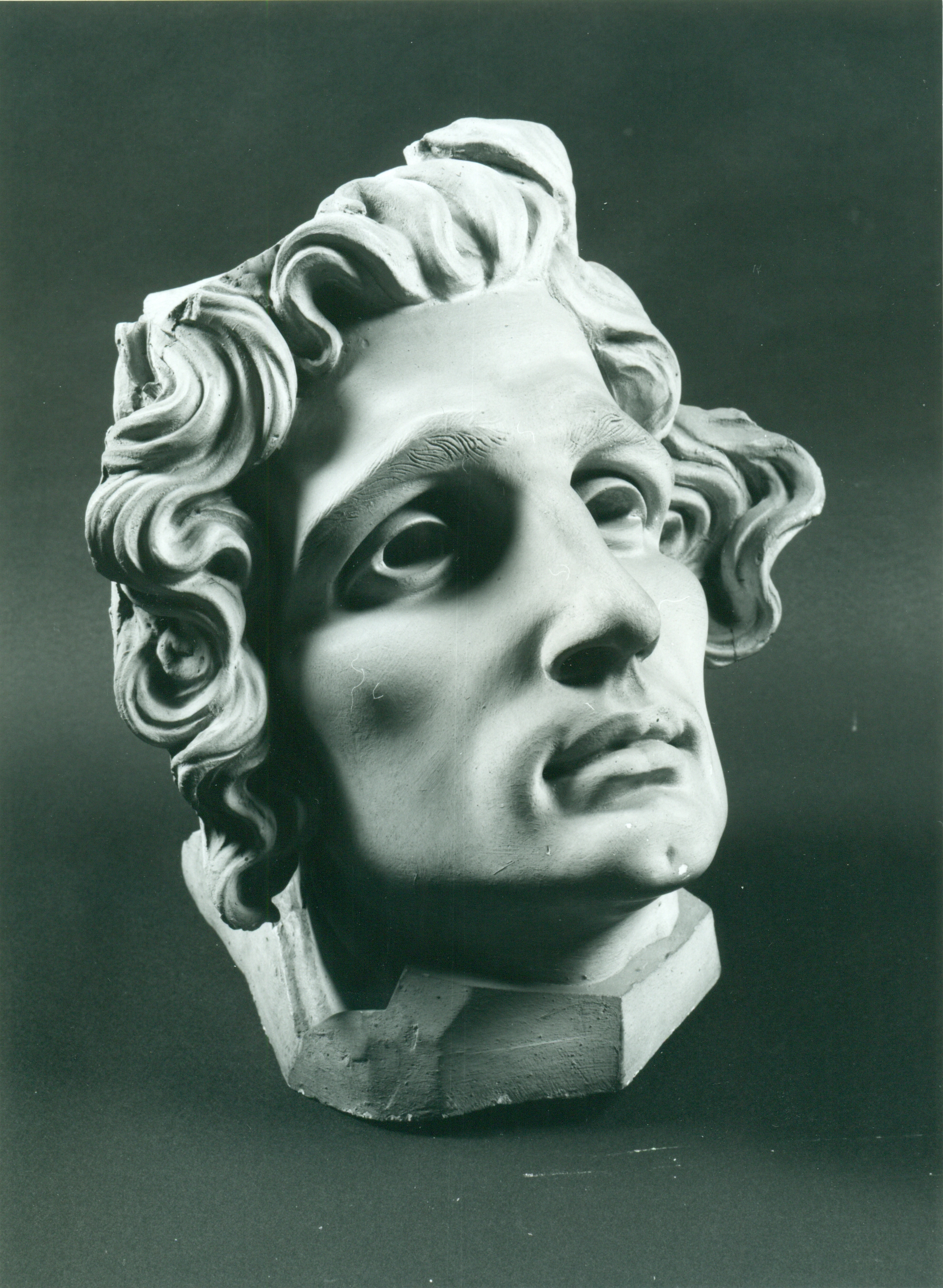 Testa virile con folta chioma, Scultura di testa maschile (scultura, opera isolata) di Andersen Hendrik Christian (attribuito) (prima metà XX)