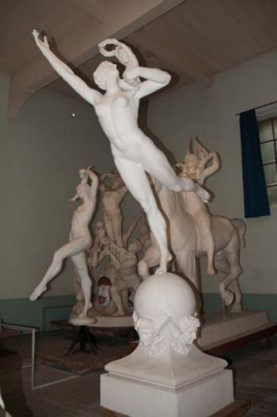 Nudo femminile danzante incoronato da un putto -per la Fontana dell'Immortalità-, Statua di nudo femminile con putto (statua, elemento d'insieme) di Andersen Hendrik Christian (attribuito) (prima metà XX)