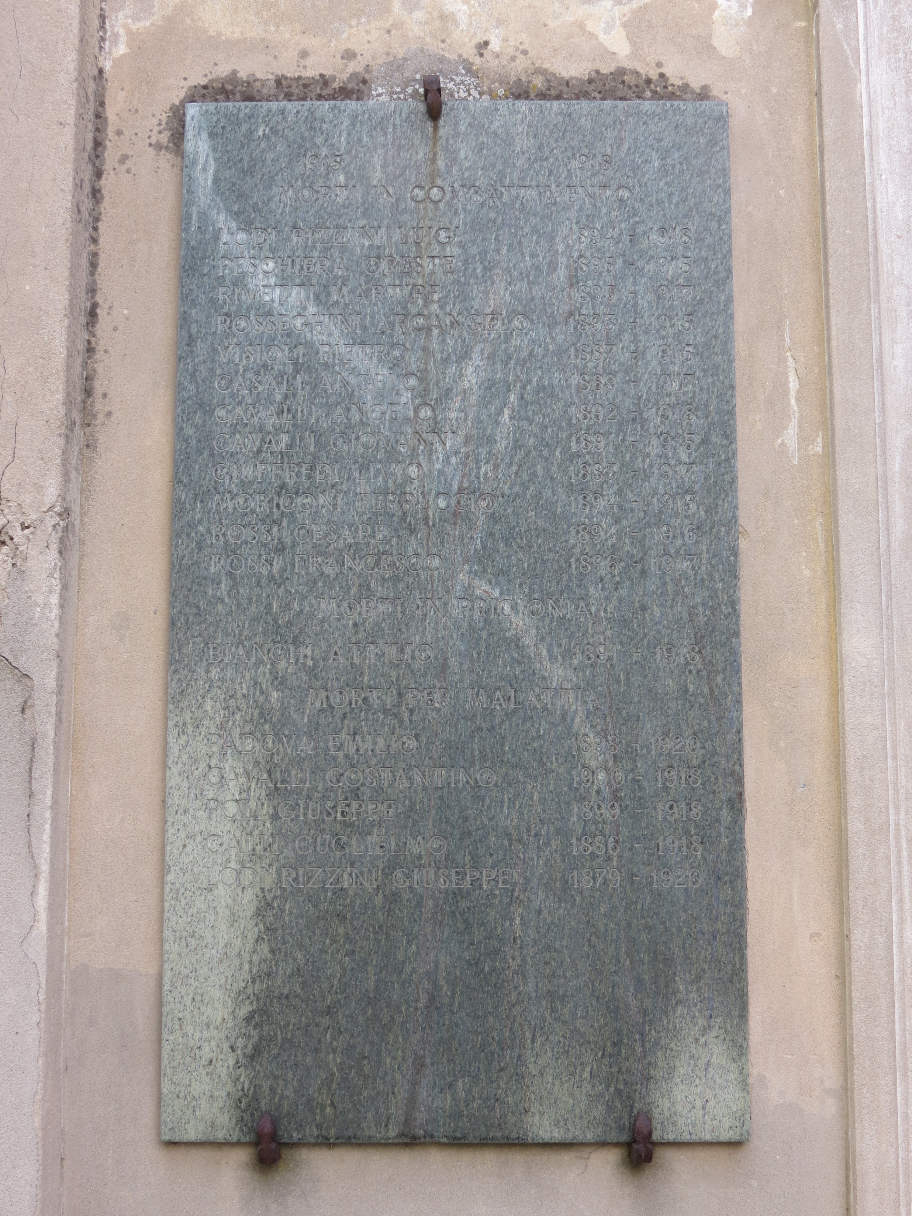 lapide commemorativa ai caduti - ambito italiano (sec. XX)