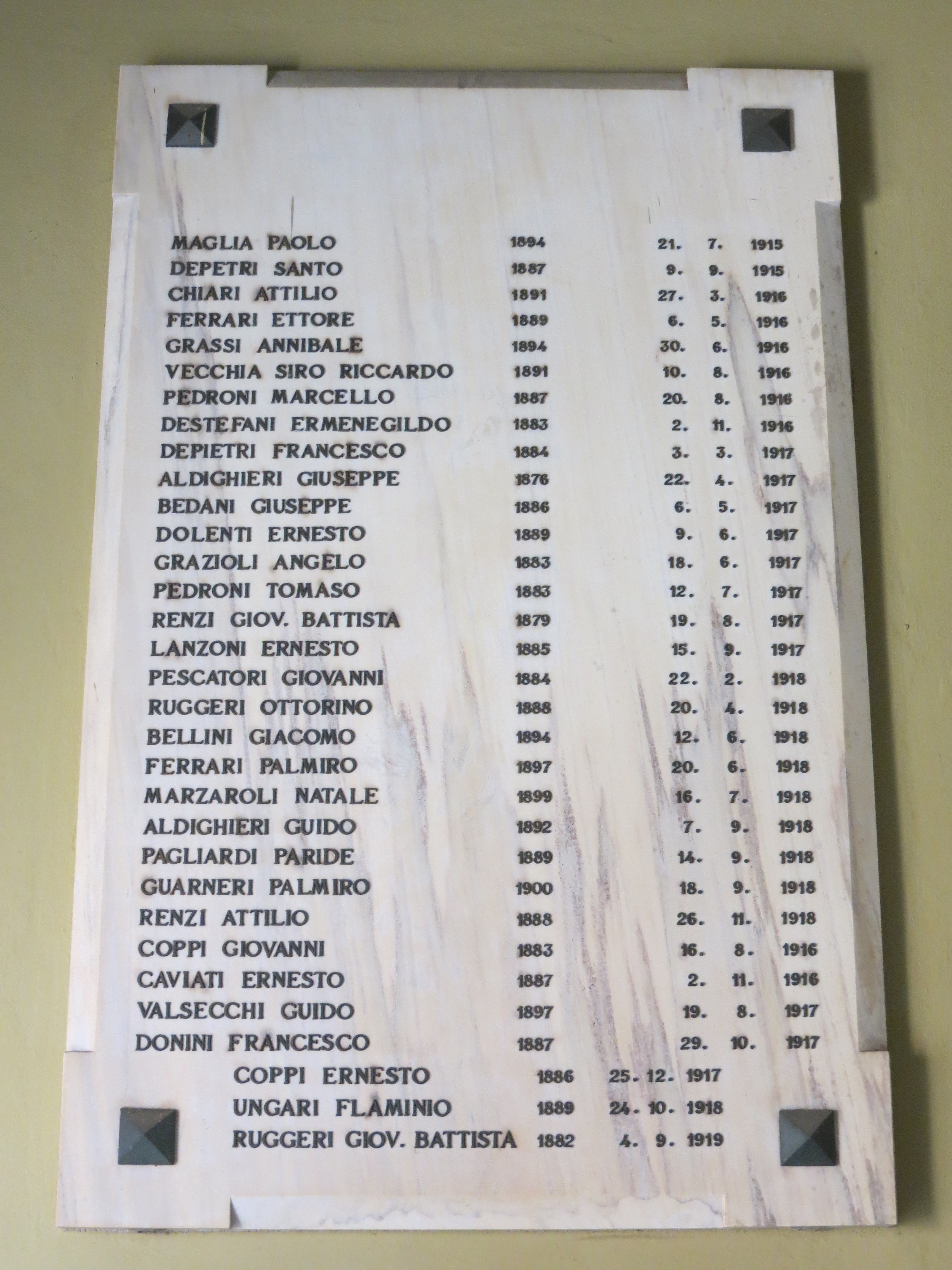 lapide commemorativa ai caduti di Lodi Olindo (sec. XX)