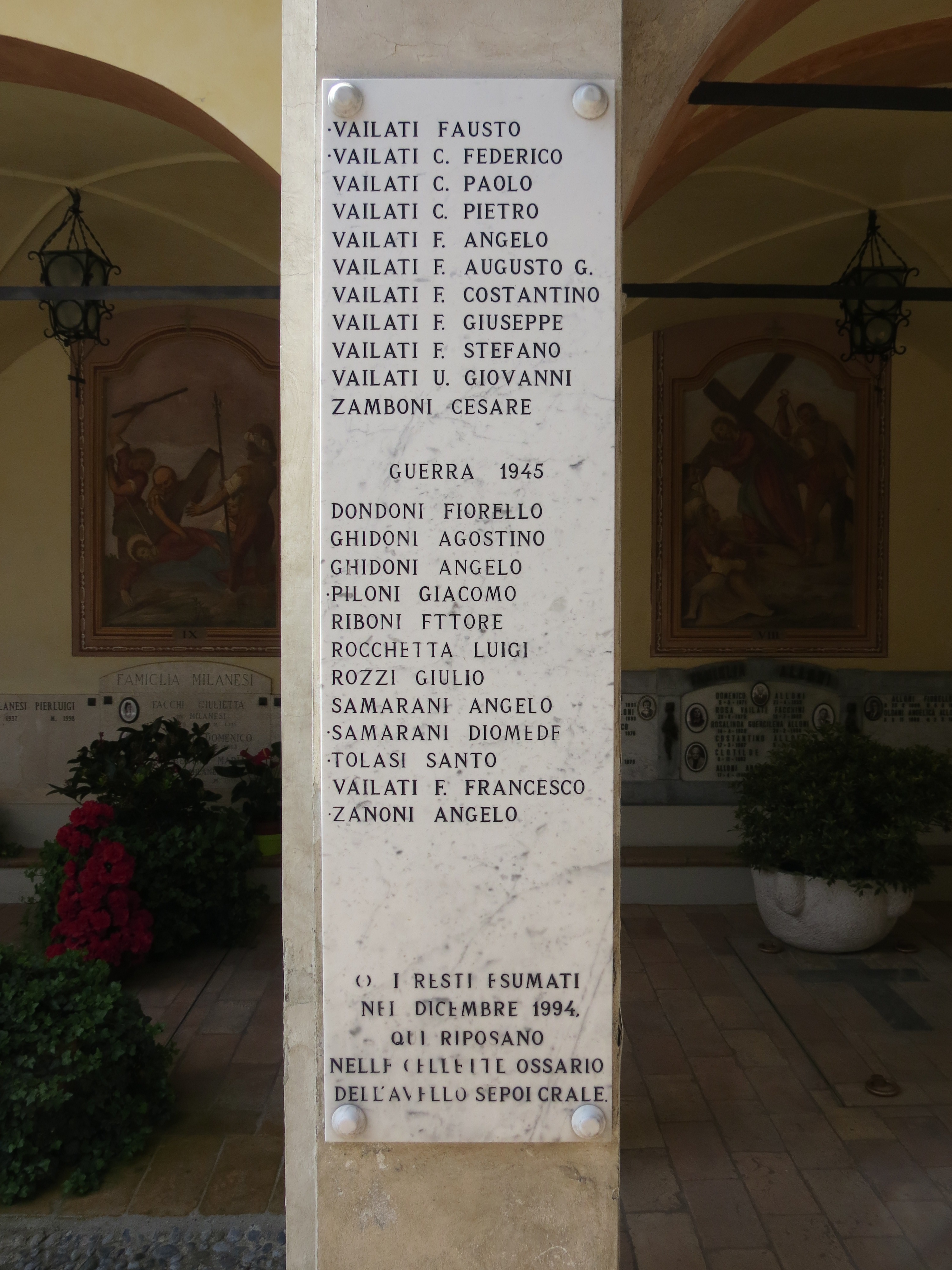 lapide commemorativa ai caduti - ambito italiano (sec. XX)