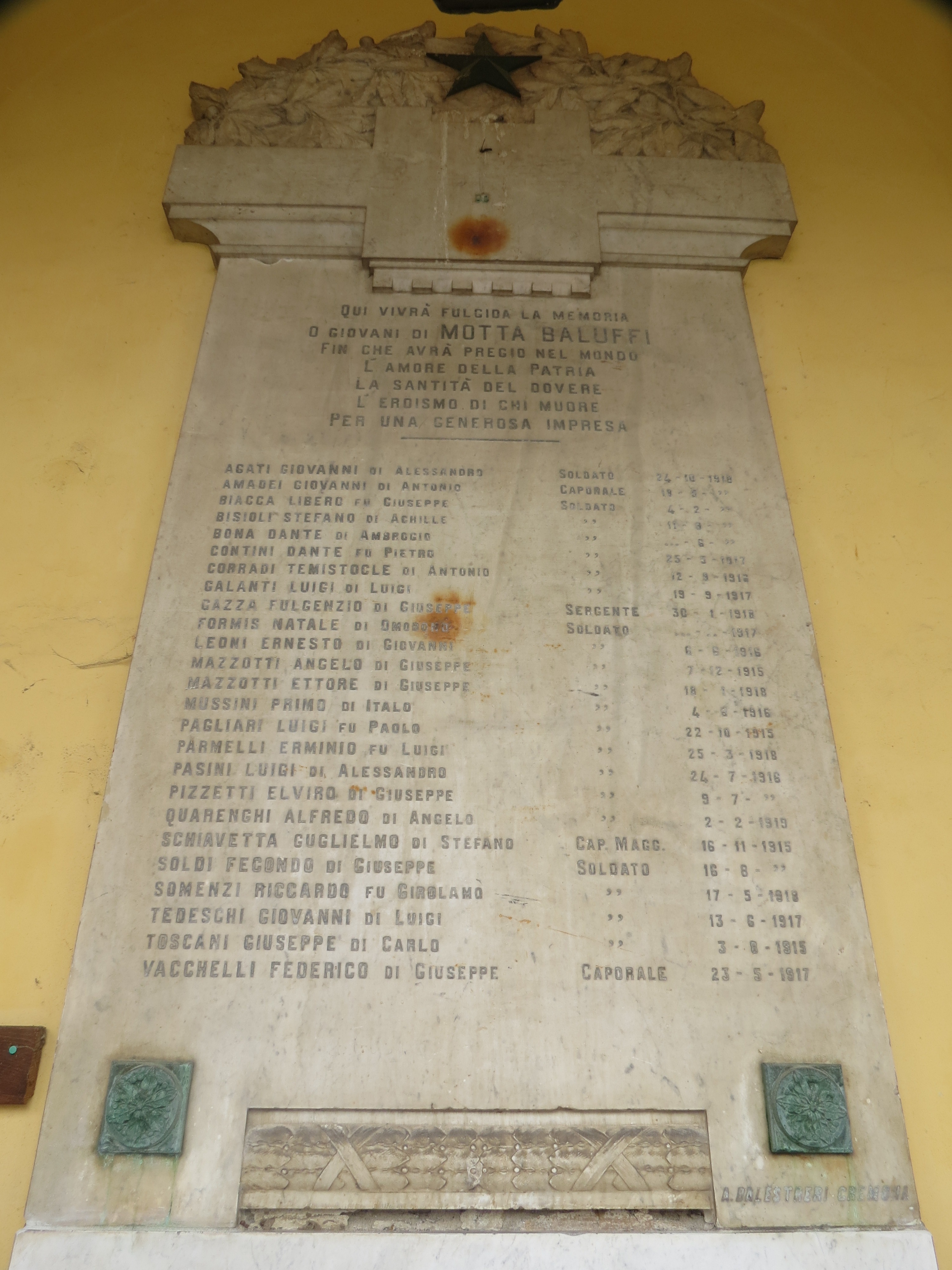 lapide commemorativa ai caduti di Balestreri Aldo (sec. XX, sec. XX)