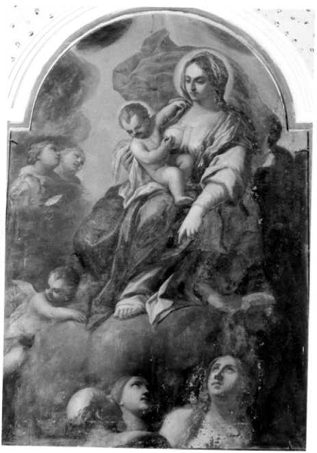 Madonna con Bambino, angeli e anime purganti (dipinto, opera isolata) - ambito napoletano (fine/ inizio sec. XVII-XVIII)