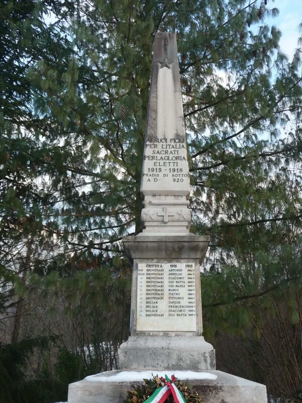 soggetto assente (monumento ai caduti - ad obelisco, opera isolata) - ambito friulano (XX)