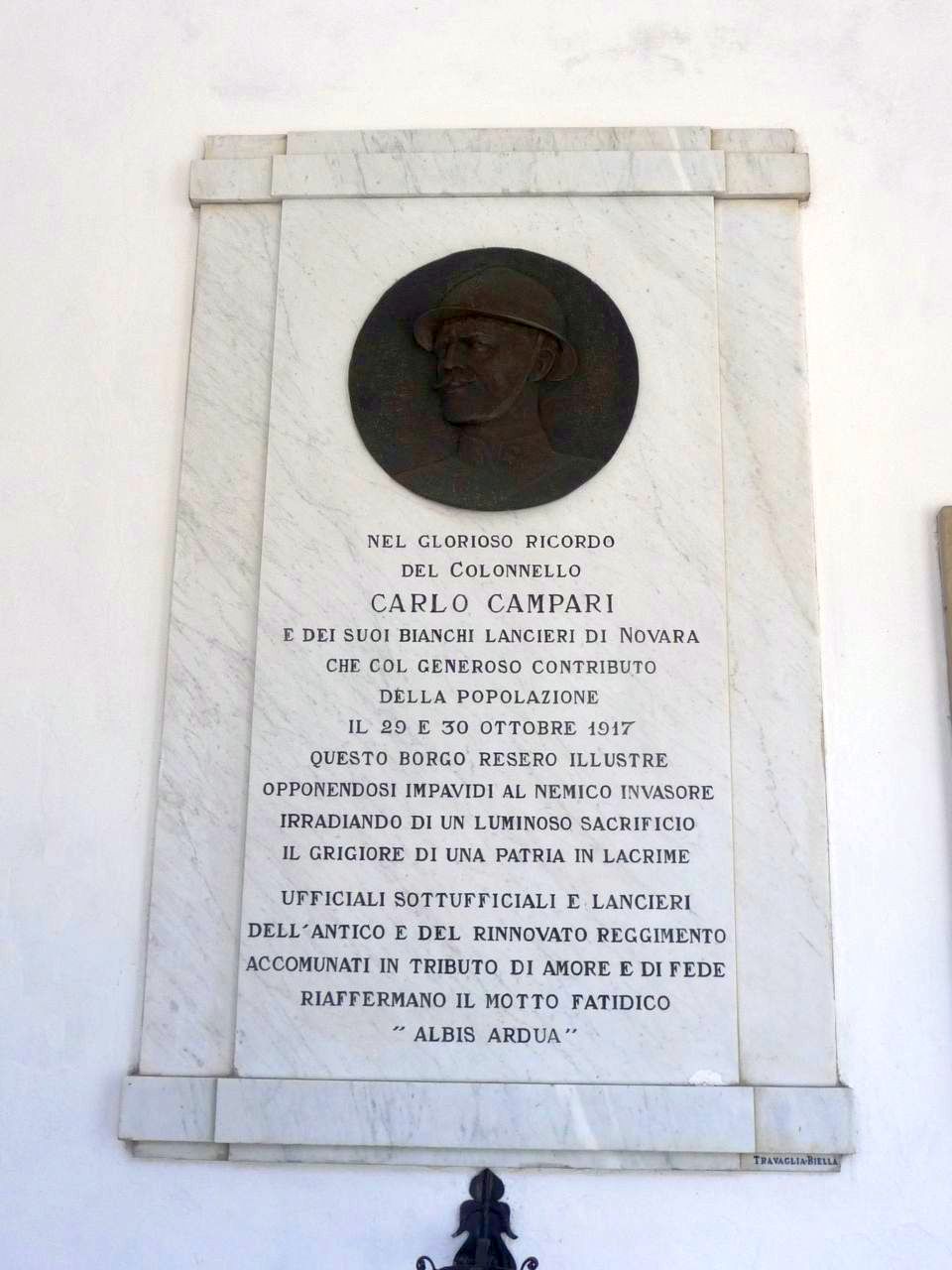Carlo Campari (lapide commemorativa ai caduti, opera isolata) di Travaglia (laboratorio) (inizio/ metà XX)