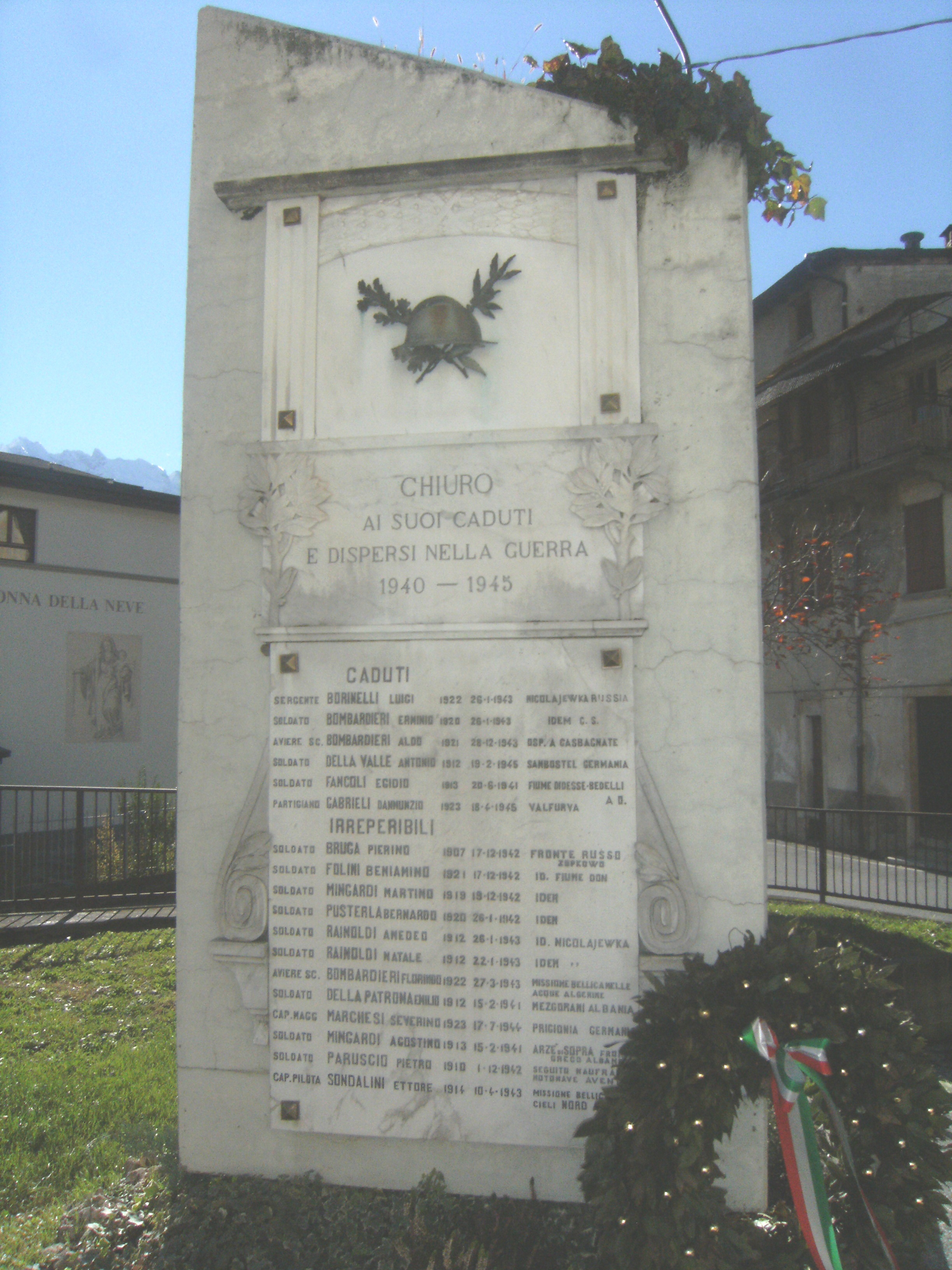 monumento ai caduti - a lapide di Gunella F (XX secolo)