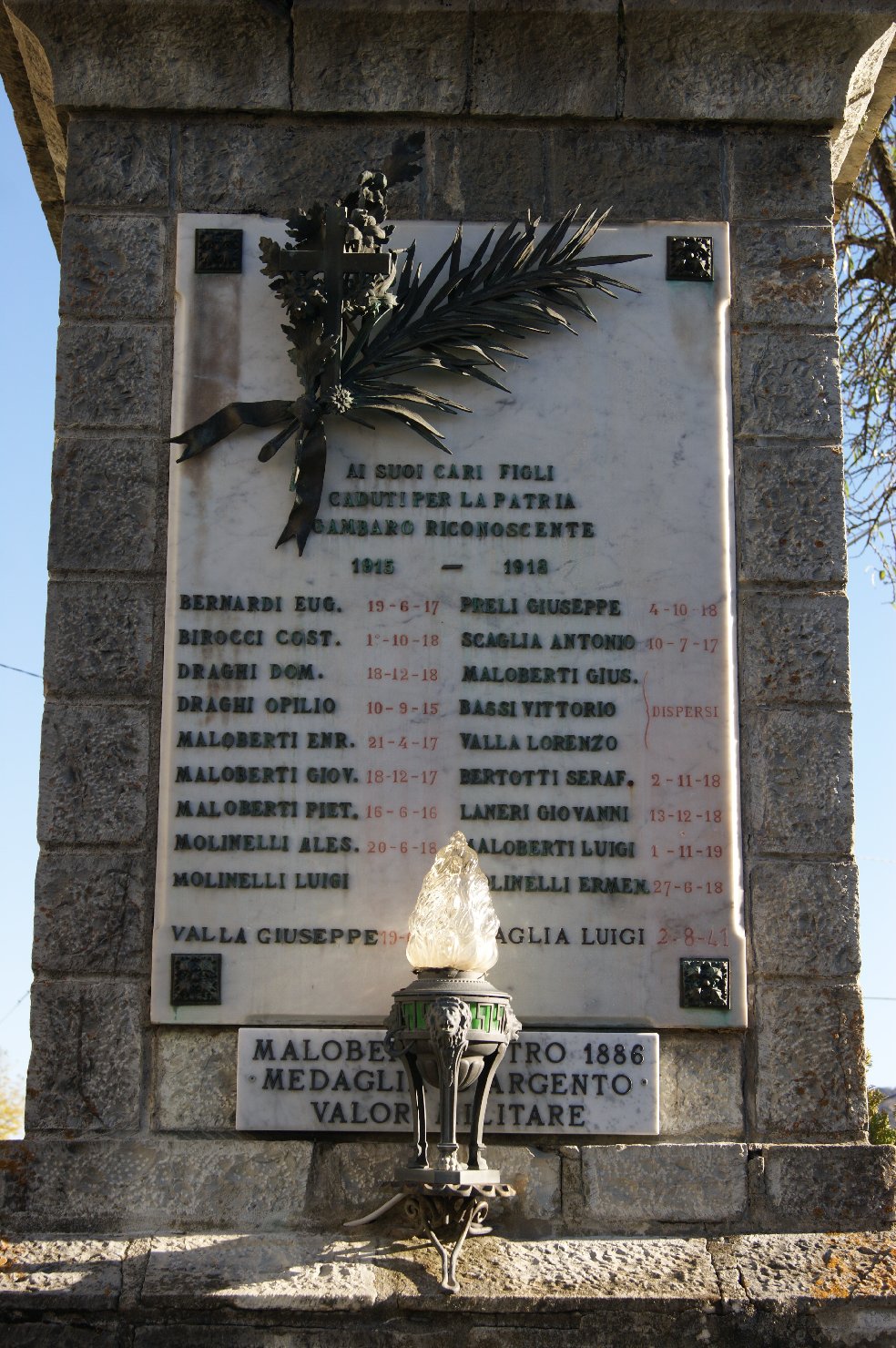 monumento ai caduti - a cippo - bottega piacentina (sec. XX)