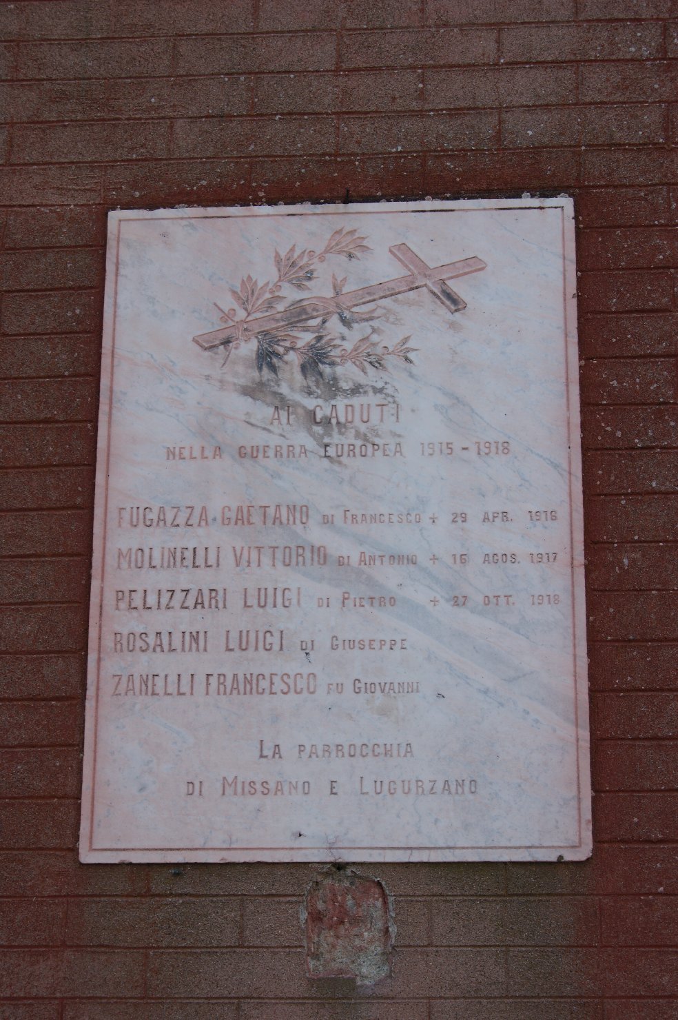 lapide commemorativa ai caduti - ambito piacentino (sec. XX)