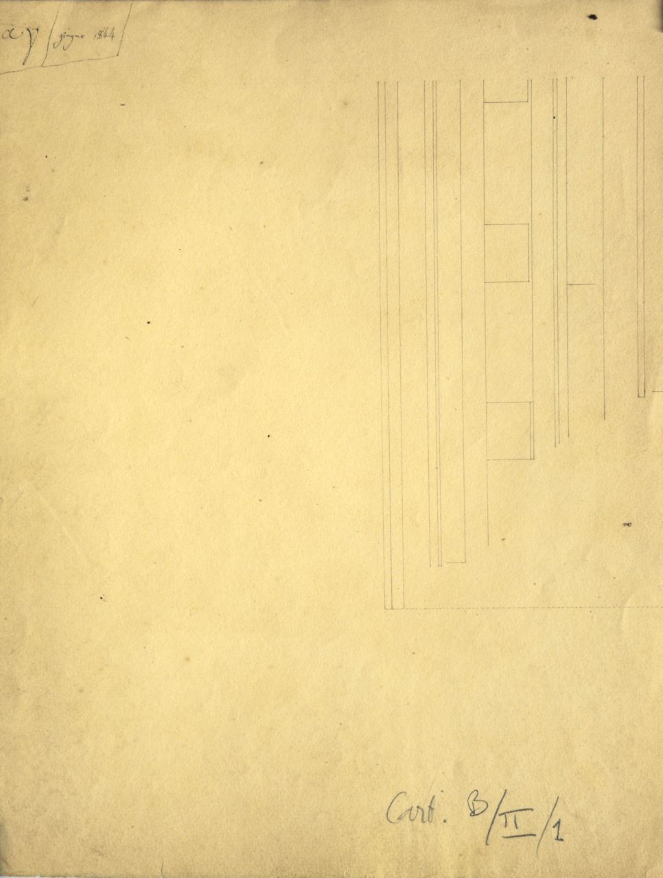 Prospetto incompleto di parte di cornicione (disegno architettonico) di Promis Carlo (secondo quarto sec. XIX)