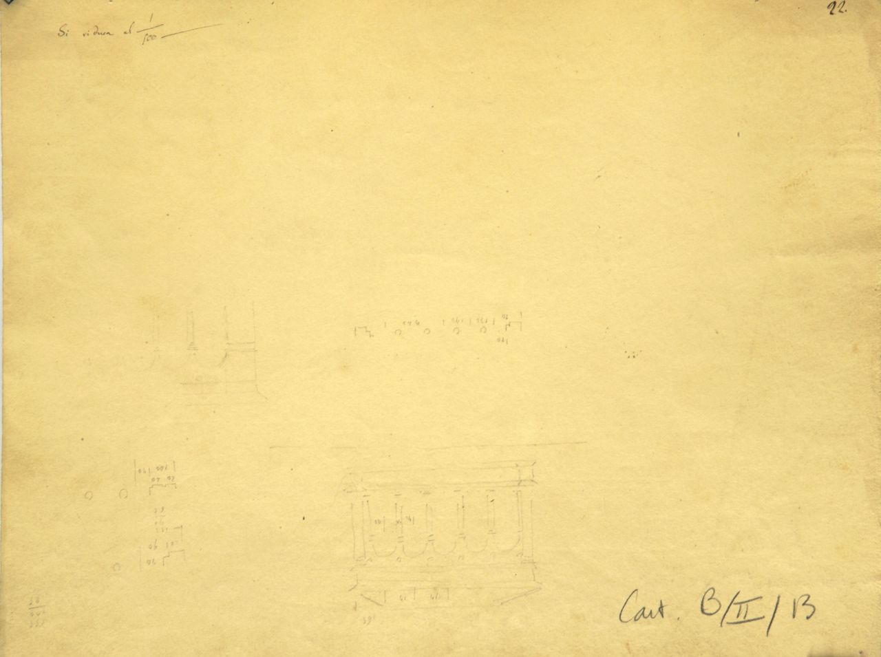 Villetta, Pianta quotata parzialmente del piano terreno di "villetta" (disegno architettonico) di Promis Carlo (secondo quarto sec. XIX)