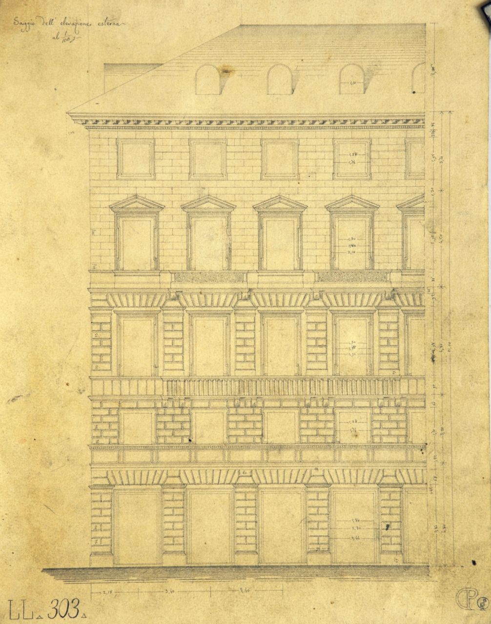 casa privata (disegno architettonico) di Promis Carlo (terzo quarto sec. XIX)