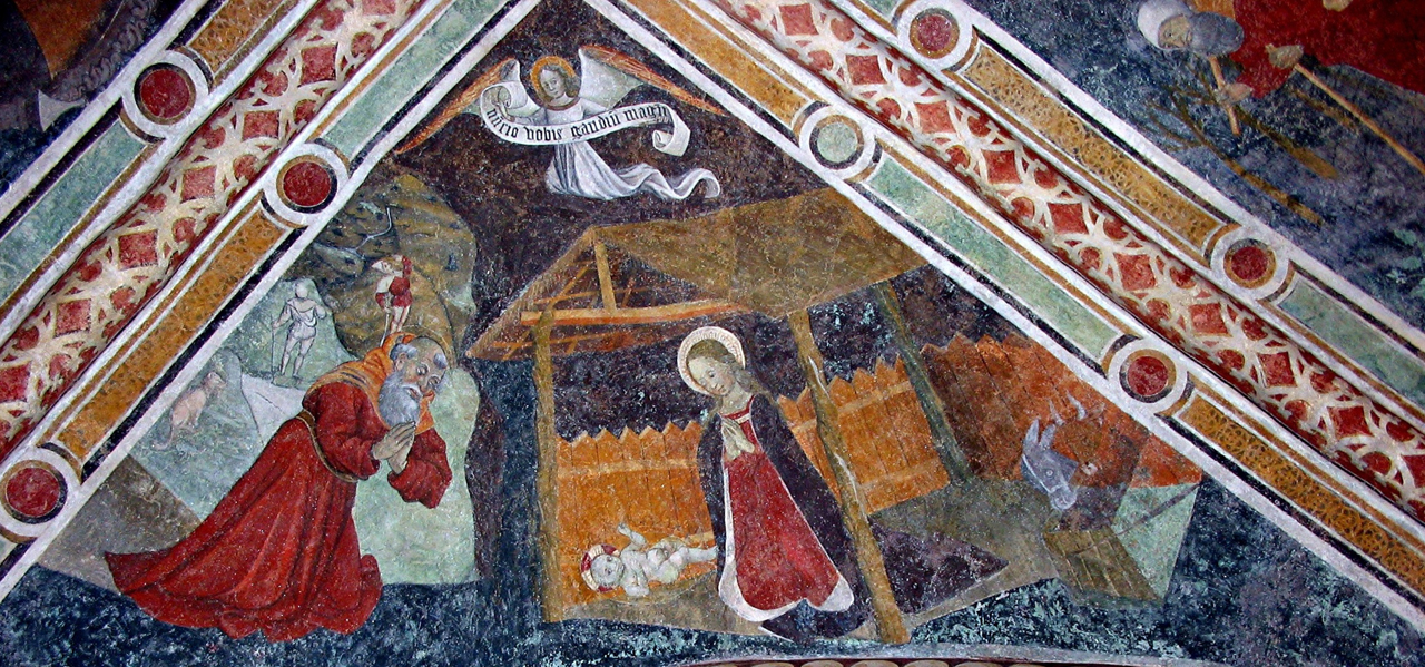 natività di Gesù (dipinto murale, elemento d'insieme) - ambito lombardo-piemontese (fine sec. XV)