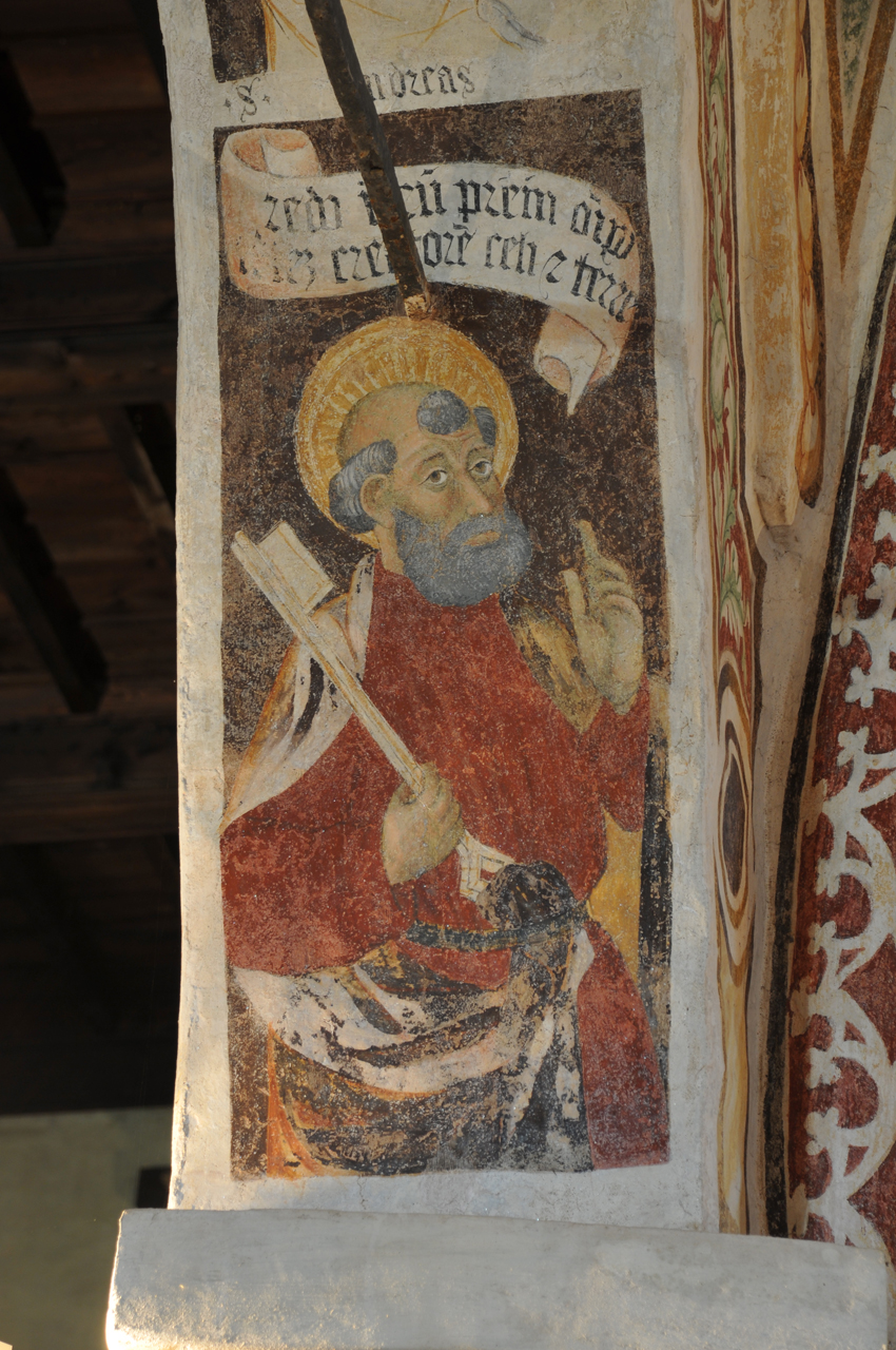 apostoli a mezza figura (dipinto murale, ciclo) - ambito lombardo-piemontese (fine sec. XV)