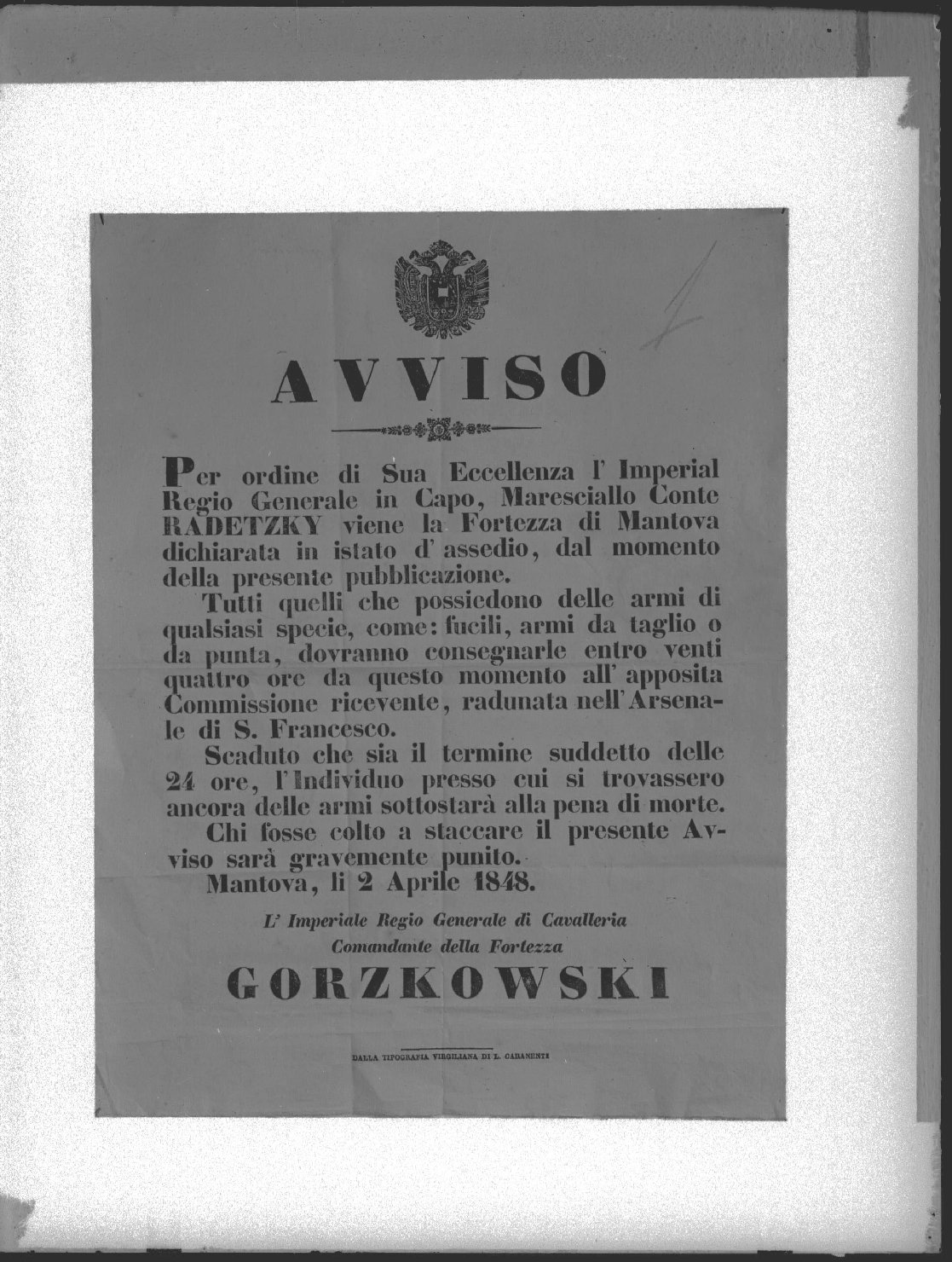 Risorgimento - Musei storici - Allestimenti - Mantova - Manifesti - Cimeli (negativo) di Bonacini (XX)