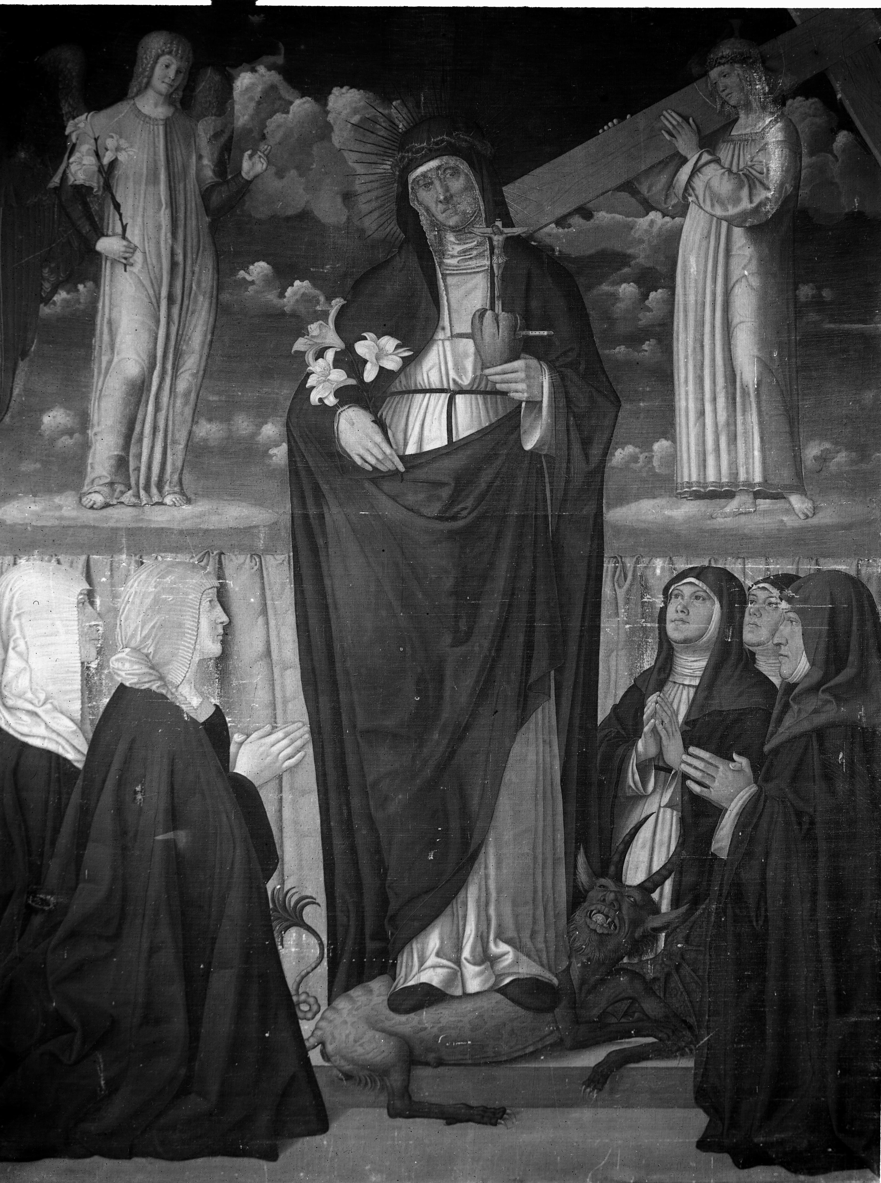 Apparizione della Beata Osanna Andreasi a monache domenicane - Dipinti (negativo) di Franesco Bonsignori (attr), Anonimo (XX)