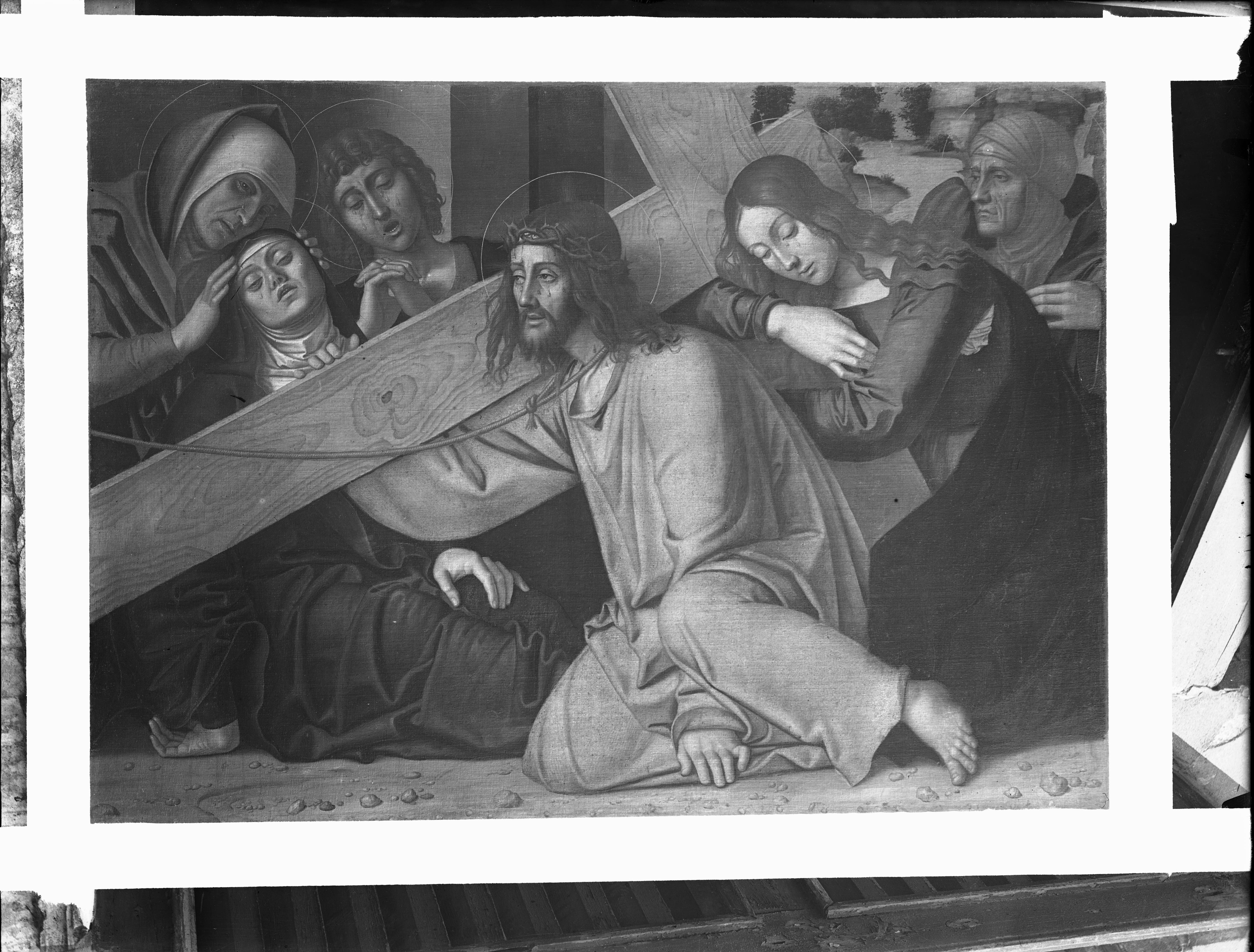 Andata al Calvario - Dipinti (negativo) di Franesco Bonsignori (attr), Anonimo (XX)