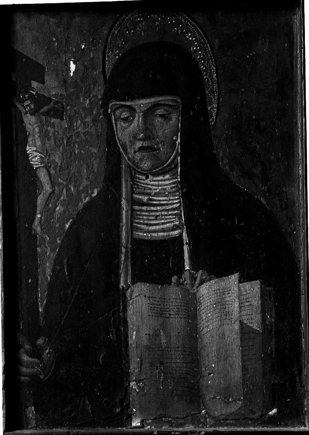 Santa Scolastica - Dipinti (negativo) di Bernardo da Parenzo (Parentino) (attr), Anonimo - ambito padovano-ferrarese (XX)