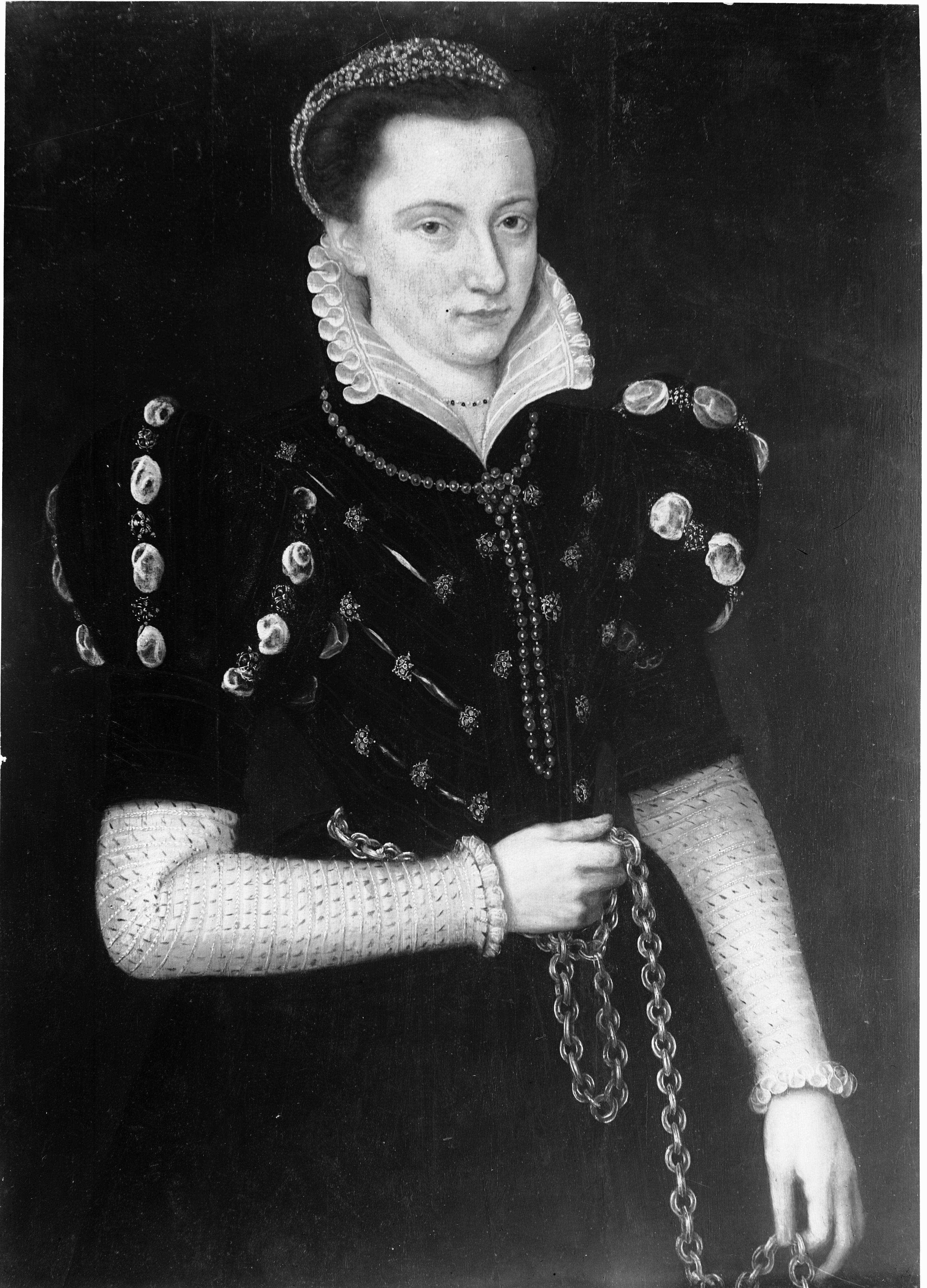 Ritratto di dama con catena d'oro in mano - Dipinti (negativo) di Mor, Anthonis (maniera), Anonimo (XX)