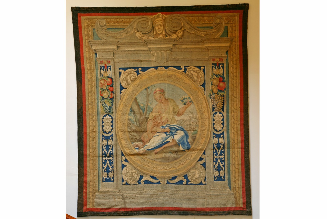 Donna con fanciullo e capra, Donna con fanciullo e capra (arazzo, serie) - manifattura fiorentina (Sec. XVII)