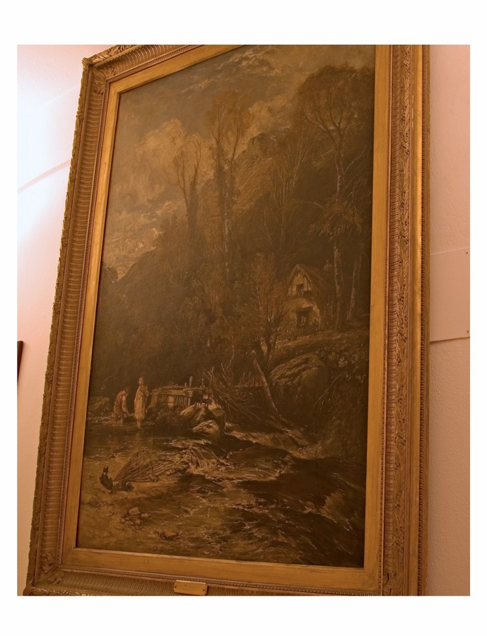 La pesca al salmone, paesaggio (dipinto) di Karl Muller (sec. XIX)