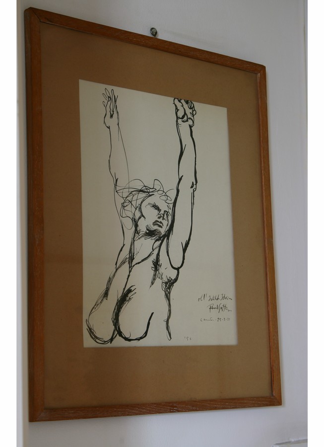 Donna, nudo femminile (disegno) di Renato Guttuso (attribuito) (XX sec)