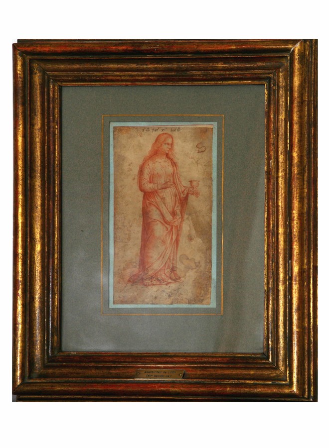 Maria Maddalena con calice, Santa (disegno) di Giovanni Agostino da Lodi (inizio sec. XVI)