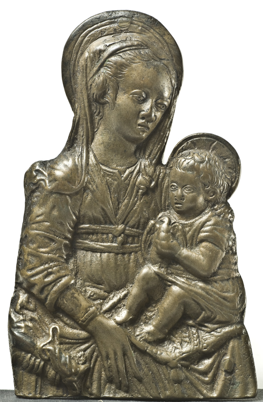 Madonna con Bambino che tiene in mano un uccellino (placchetta, opera isolata) - ambito fiorentino (metà/ inizio secc. XV/ XVI)