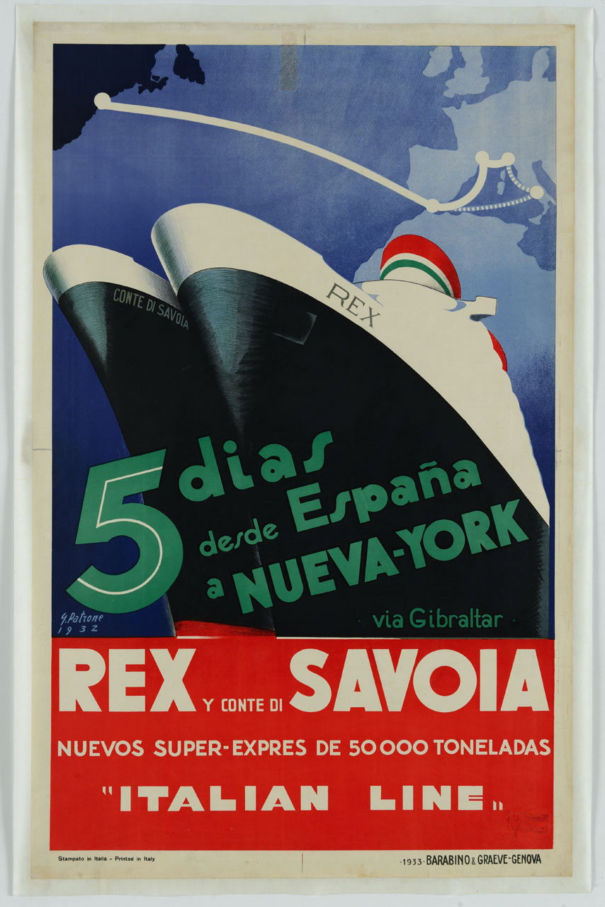 coppia di transatlantici (manifesto) di Patrone Giovanni (sec. XX)