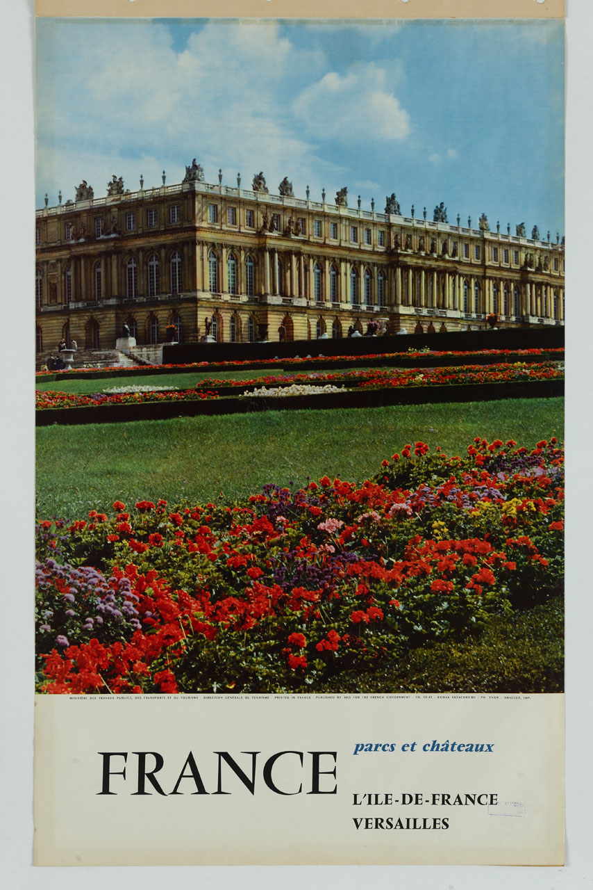 veduta della Reggia di Versailles (manifesto) di Yves Petit Jean Pierre detto Yvon (sec. XX)