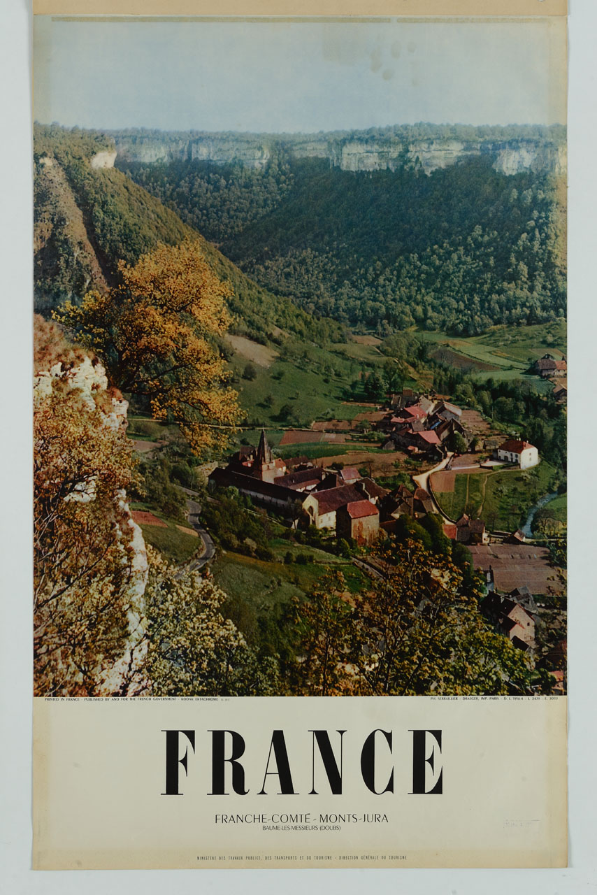 veduta dei monti del Jura francese con Baume-les-Messieurs (manifesto) di Serraillier Michael (sec. XX)