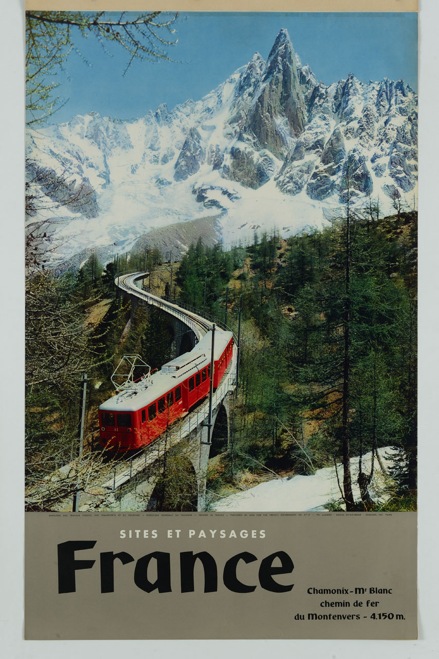veduta del Monte Bianco con la ferrovia di Montenvers in Francia (manifesto) di Lambert Jack (sec. XX)