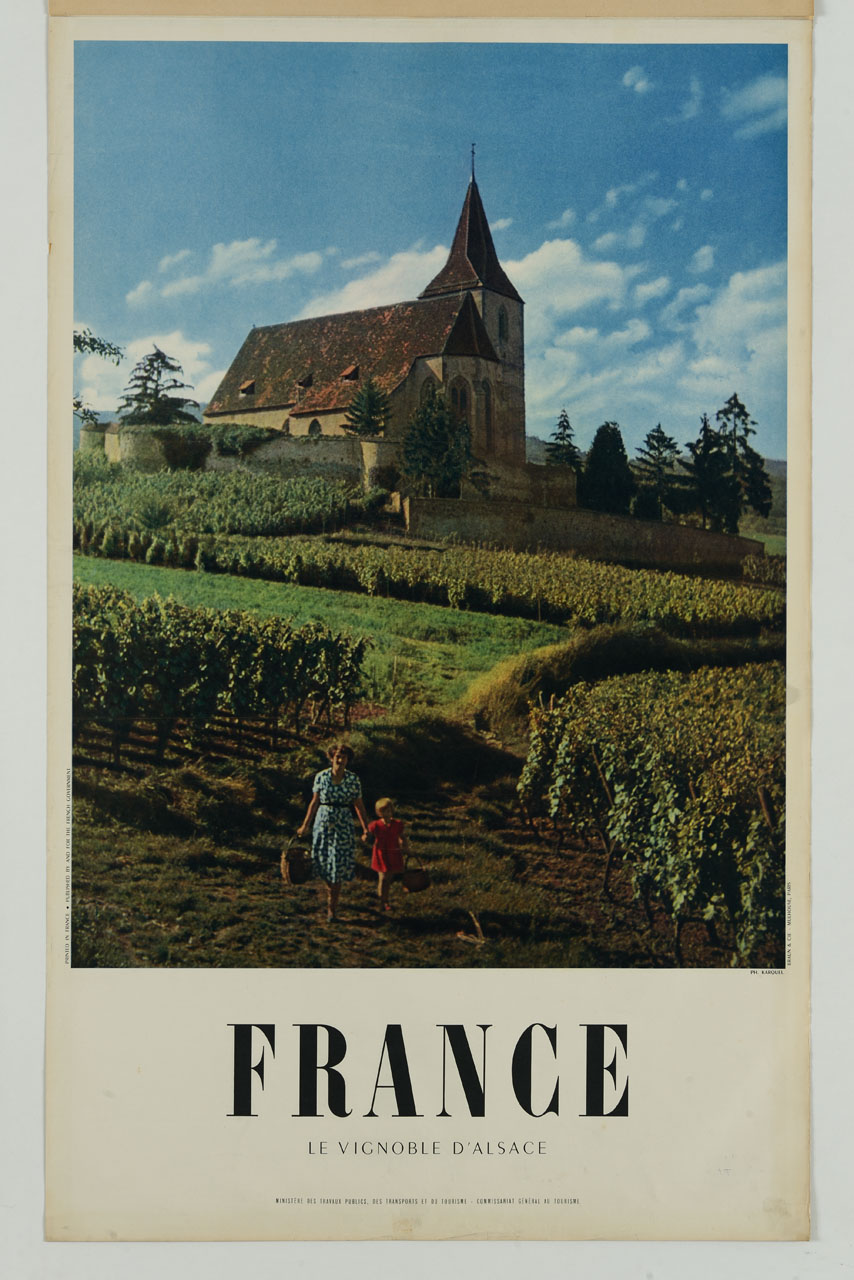 veduta dei vigneti in Alsazia (manifesto) di Karquel Gaston (sec. XX)