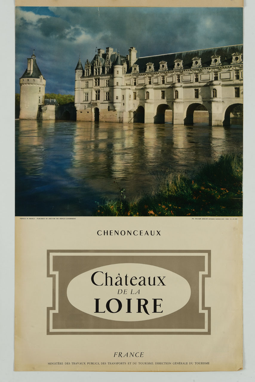 veduta del castello di Chenonceaux in Francia (manifesto) di Knecht Sylvain (sec. XX)