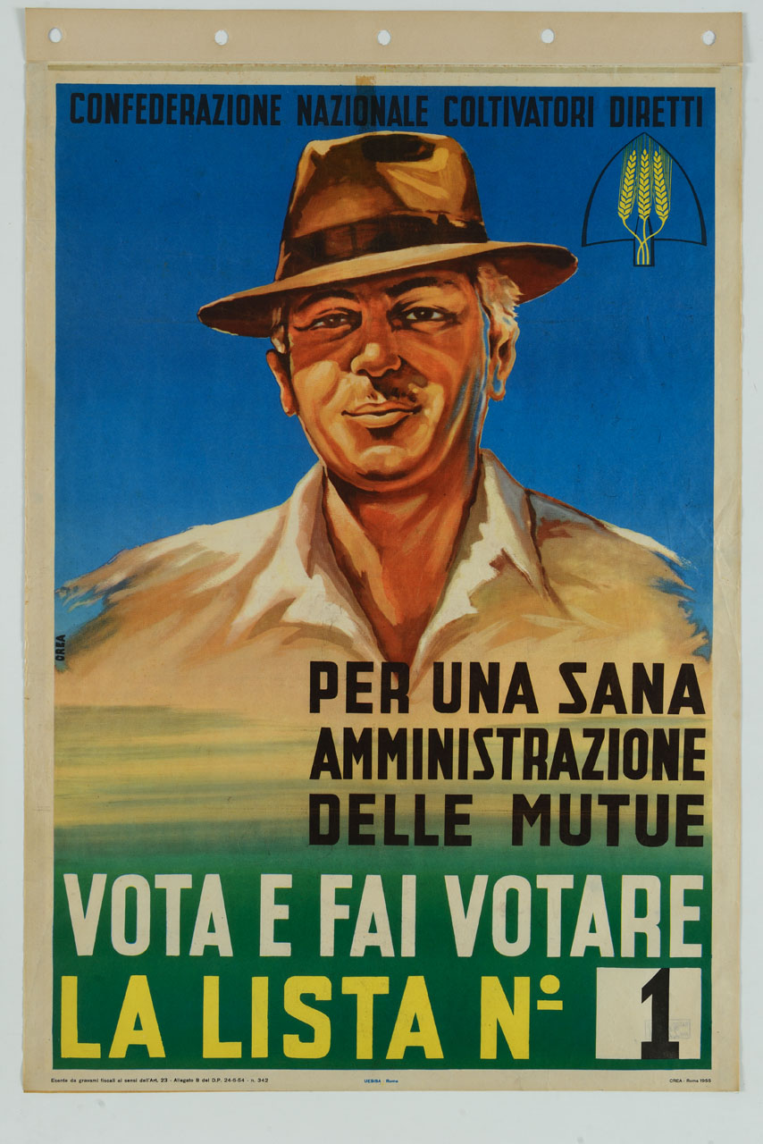 busto di contadino con cappello (manifesto) - ambito italiano (sec. XX)