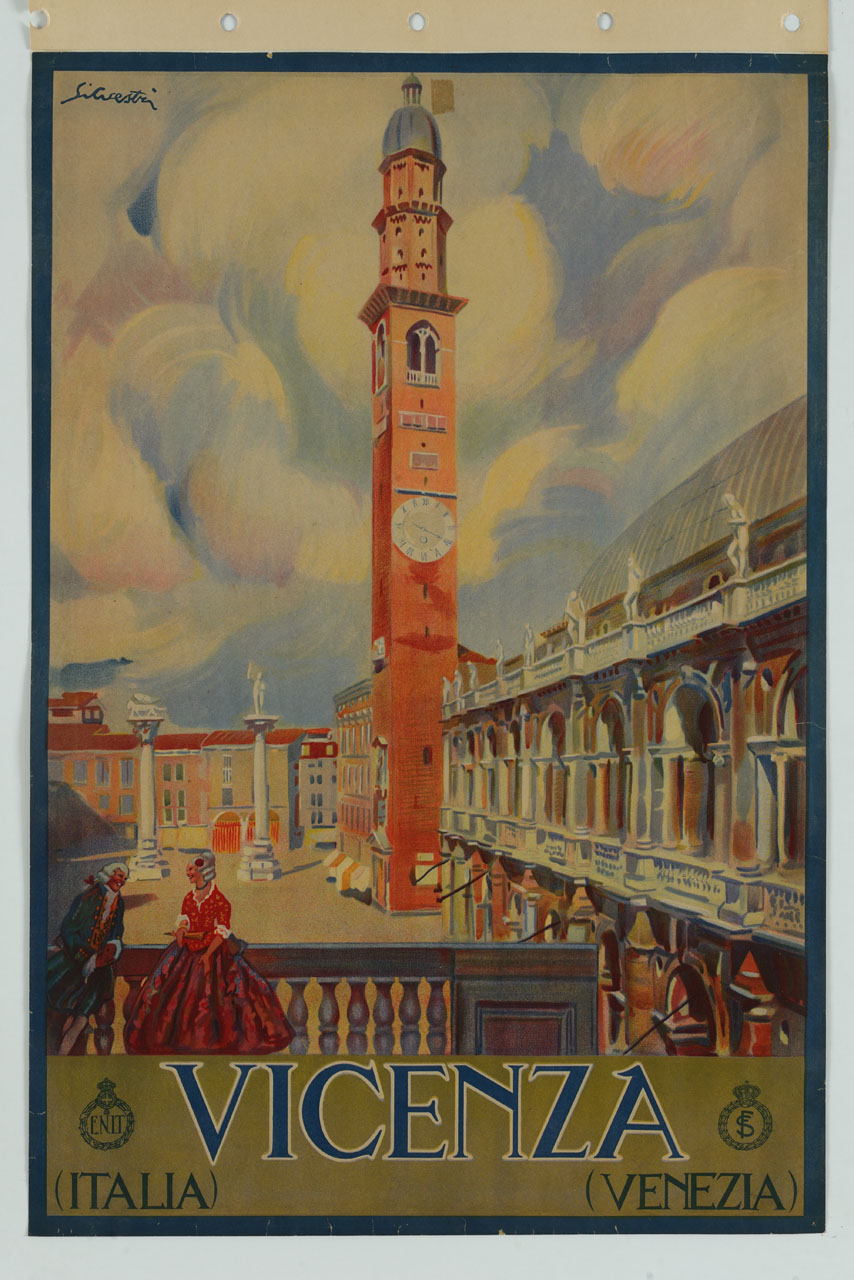 veduta di Piazza dei Signori di Vicenza (manifesto) di Silvestri Tullio (sec. XX)