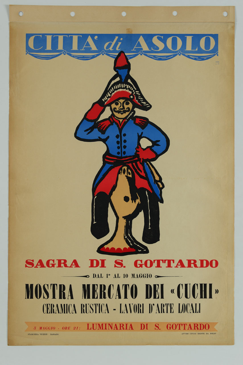 fischietto a forma di soldato (manifesto) - ambito italiano (metà sec. XX)