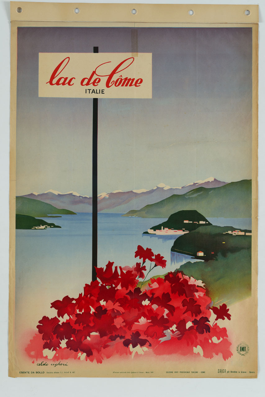 veduta del lago di Como (manifesto) di Cigheri Aldo (sec. XX)