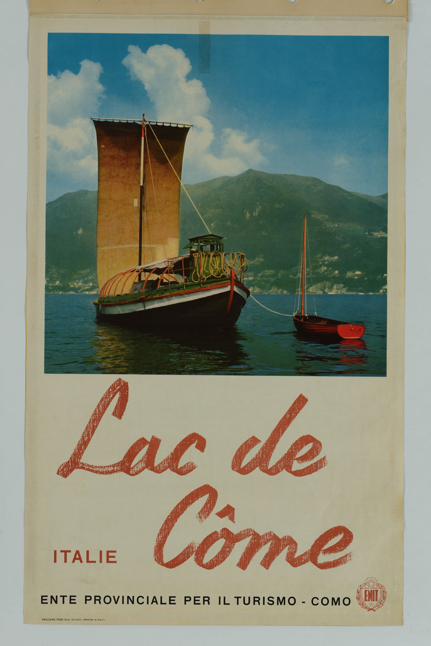 veduta del lago di Como (manifesto) - ambito italiano (sec. XX)