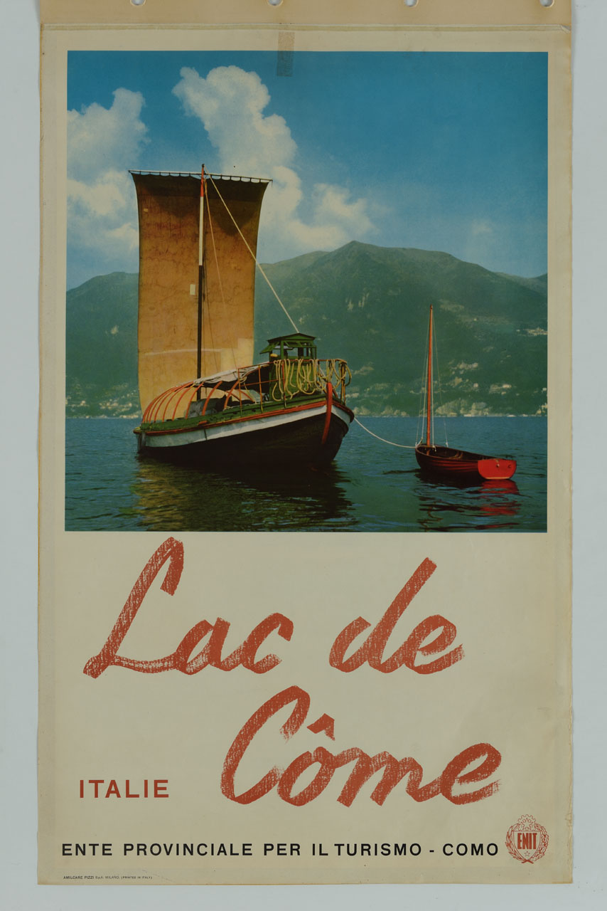 veduta del lago di Como (manifesto) - ambito italiano (sec. XX)