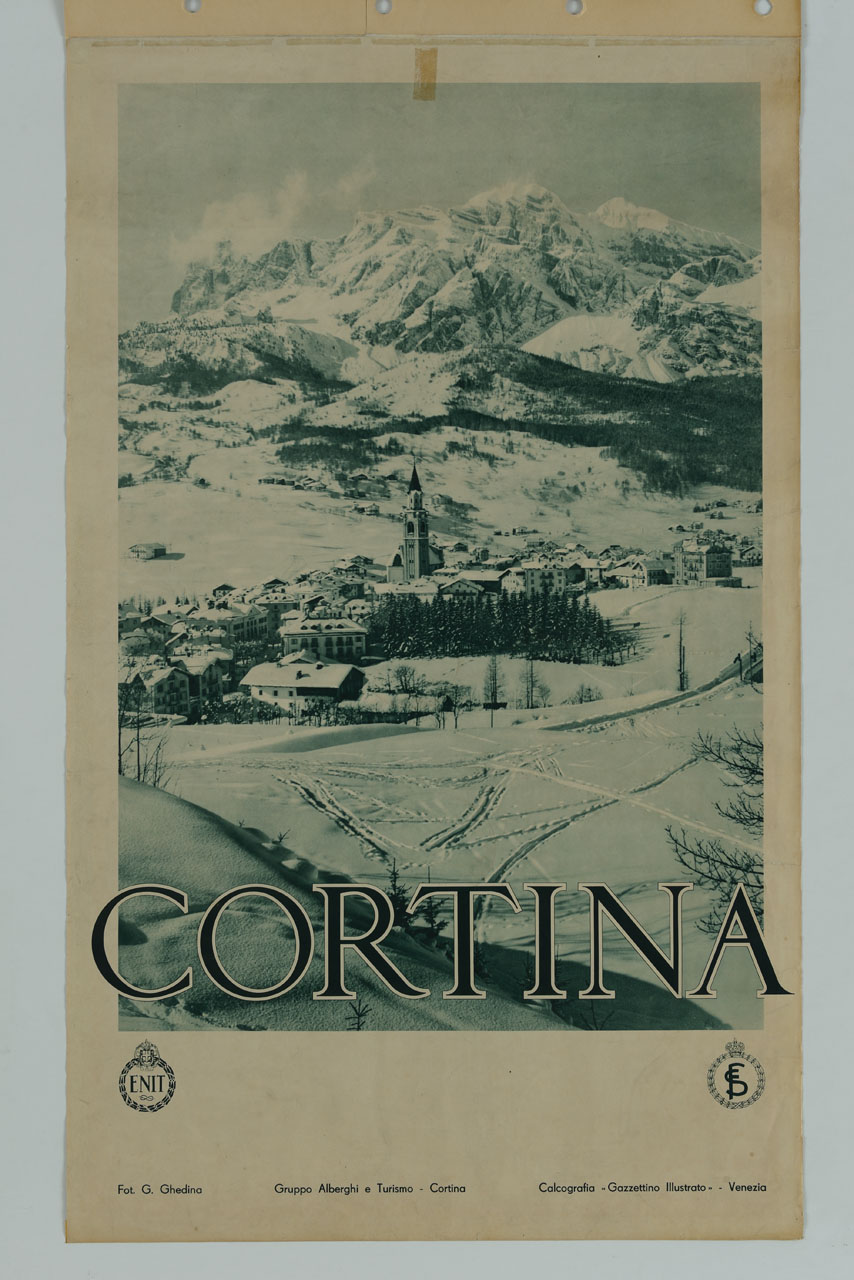 veduta di Cortina d'Ampezzo (manifesto) di Ghedina Giuseppe (sec. XX)