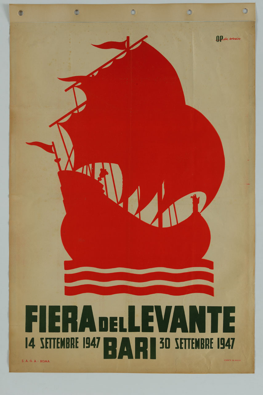 veliero tra le onde (manifesto) - ambito italiano (sec. XX)