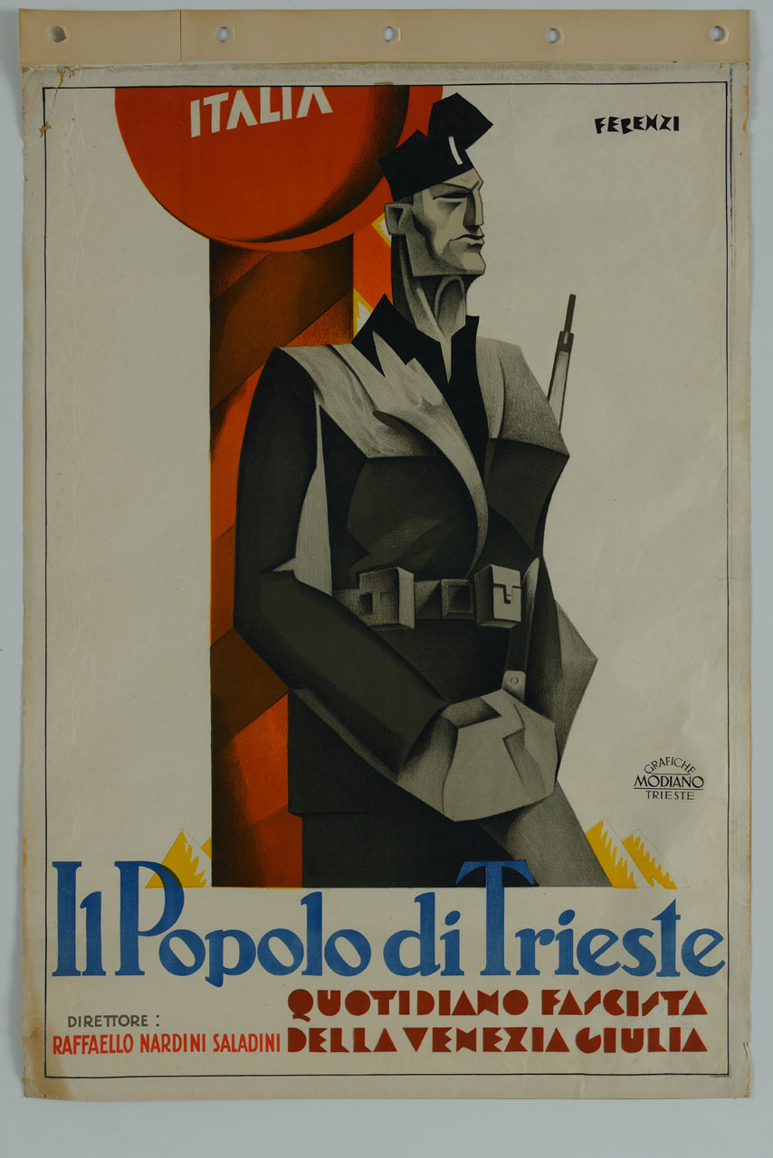 sentinella fascista al confine italiano (manifesto) di Ferenzi Nino (sec. XX)