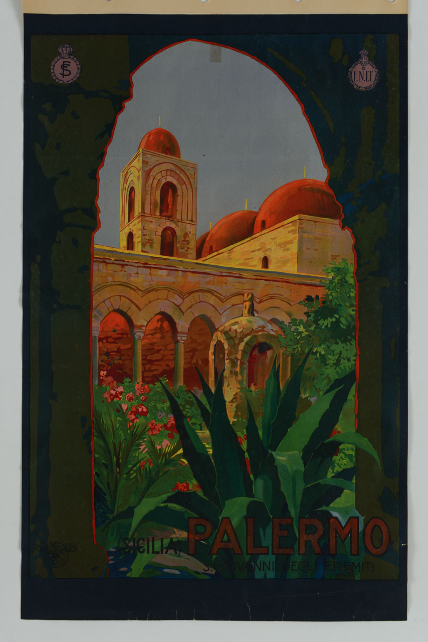 veduta della Chiesa di San Giovanni degli Eremiti di Palermo (manifesto) di Paschetto Paolo Antonio (sec. XX)