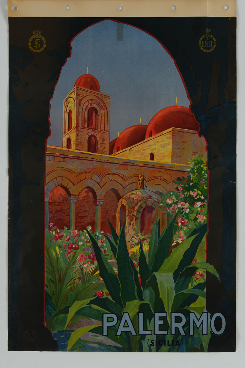 veduta della Chiesa di San Giovanni degli Eremiti di Palermo (manifesto) di Paschetto Paolo Antonio (sec. XX)