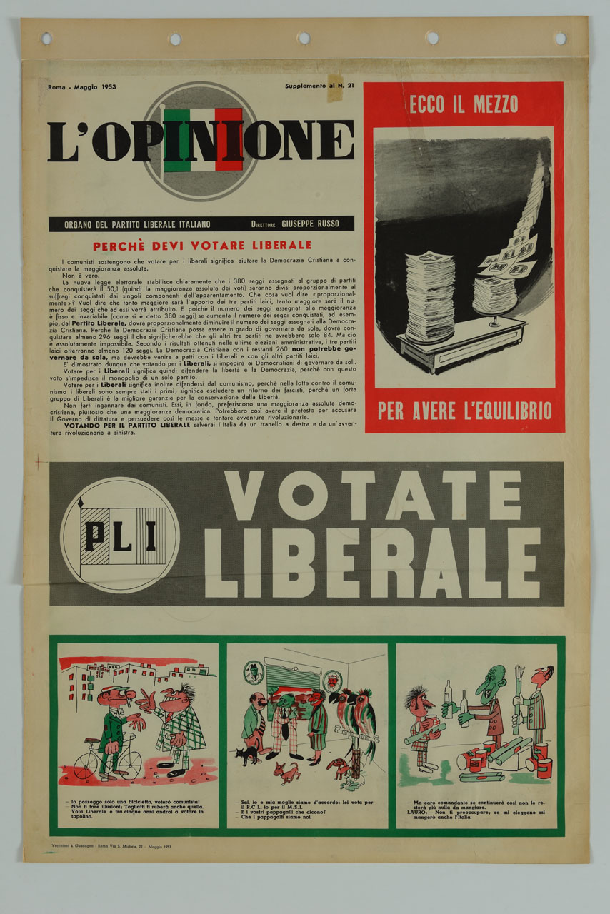 giornale murale con vignette di satira politica (manifesto) - ambito italiano (sec. XX)